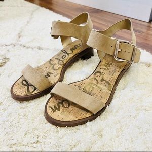 Sam Edelman Beige Taupe Block Heel Sandals Size 5.5